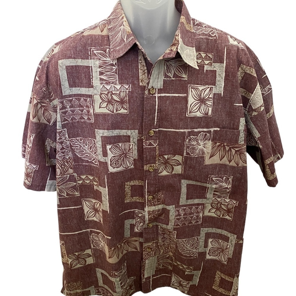 COOKE STREET Honolulu Mauve Hawaiian Print Aloha Floral Shirt Men XL